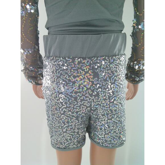 Dance Costume Revolution RC22843 Medium Child Silver Jazz Acro Sequins - Picture 8 of 11